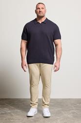 JACK & JONES Big & Tall Night Sky Blue Knitted Polo | BadRhino 1