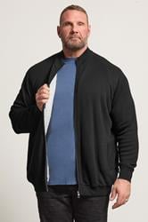 BadRhino Big & Tall Black Knitted Borg Zip Up | BadRhino 3