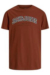 JACK & JONES Big & Tall Burnt Henna Red Varsity Logo T-Shirt | BadRhino 1