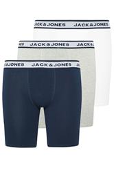 JACK & JONES Big & Tall 3 Pack White/Grey/Navy Blue Boxers | BadRhino 1