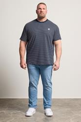 BadRhino Big & Tall Navy Blue Stripe Pique T-Shirt | BadRhino 2