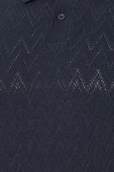 JACK & JONES Big & Tall Navy Blue Jacquard Polo Shirt | BadRhino 5