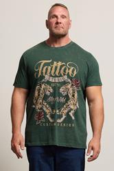 BadRhino Big & Tall Green Acid Wash Tiger Graphic T-Shirt | BadRhino 1