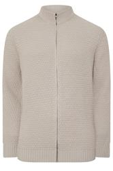 BadRhino Big & Tall Natural Brown Wool Zip Through Cardigan | BadRhino 5