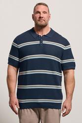 JACK & JONES Big & Tall Navy Blue Knitted Polo Shirt | BadRhino 3