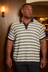 BadRhino Big & Tall Navy Blue & Cream Knitted Polo Shirt | BadRhino 1