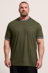 BadRhino Big & Tall Olive Green Pique Ringer T-Shirt | BadRhino 3