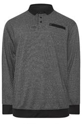 KAM Big & Tall Grey Sweat Long Sleeve Polo Shirt | BadRhino 1
