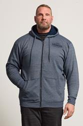 KAM Big & Tall Navy Blue Lumberjack Fleece Lined Hoodie | BadRhino 1