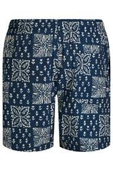 JACK & JONES Big & Tall Navy Blue Print Swim Shorts | BadRhino 4