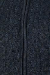 D555 Big & Tall Navy Blue Marl Zip Through Cable Knit Jumper | BadRhino 3