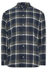 BadRhino Big & Tall Navy Blue & Green Brushed Checked Shirt 6