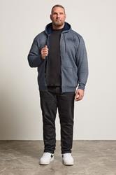 KAM Big & Tall Navy Blue Lumberjack Fleece Lined Hoodie | BadRhino 2