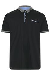 BadRhino Big & Tall Black Chambray Pocket Polo Shirt