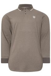 BadRhino Big & Tall Brown Textured Waffle Long Sleeve Polo Shirt | BadRhino 1