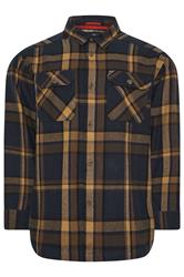 D555 Big & Tall Navy Blue Check Overshirt | BadRhino 1