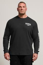 BadRhino Big & Tall Black Military Waffle Texture Long sleeve T-Shirt | BadRhino 3