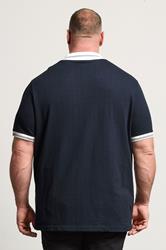 BadRhino Big & Tall Navy Blue Tipped Short Sleeve Polo Shirt | BadRhino 4