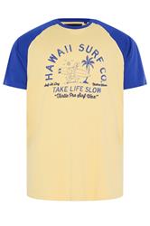 KAM Big & Tall Yellow 'Hawaii Surf' Raglan T-Shirt