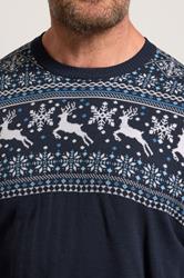 BadRhino Big & Tall Navy Blue Crew Neck Fairisle Knitted Jumper | BadRhino 4