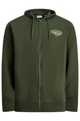 JACK & JONES Big & Tall Duffel Bag Green Zip Through Hoodie | BadRhino 1