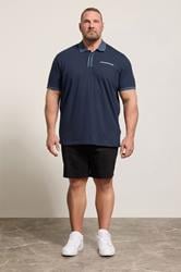 BadRhino Big & Tall Navy Blue Pocket Jacquard Polo Shirt | BadRhino 3