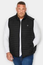 Jack & Jones Black Logo Print Puffer Gilet | BadRhino  3