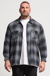KAM Big & Tall Navy Blue Zip Through Quilted Check Overshirt | BadRhino 3