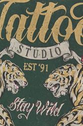 BadRhino Big & Tall Green Acid Wash Tiger Graphic T-Shirt | BadRhino 5