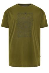 KAM Big & Tall Olive Green Vintage Denim Graphic Print T-Shirt
