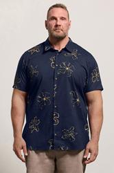 BEN SHERMAN Big & Tall Navy Blue Floral Print Shirt | BadRhino 3