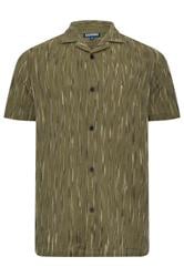 BadRhino Big & Tall Khaki Green Knitted Detail Revere Shirt | BadRhino 5