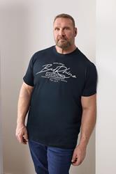 BadRhino Big & Tall Navy Blue Script Graphic Print T-Shirt | BadRhino 3