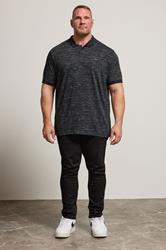 BadRhino Big & Tall Black Marl Polo Shirt | BadRhino 3