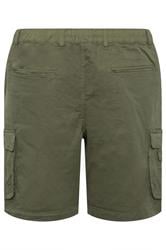 KAM Big & Tall Khaki Green Elastic Waist Cargo Shorts | BadRhino 4