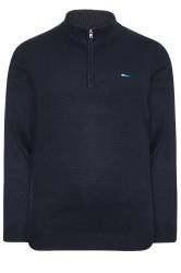 BadRhino Navy Blue Essential Quarter Zip Knitted Jumper | BadRhino 3