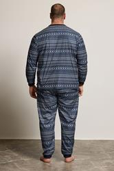 BadRhino Big & Tall Navy Blue Fairisle Pyjama Set | BadRhino 3