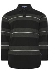 BadRhino Big & Tall Black Stripe Collared Knitted Jumper | BadRhino 1