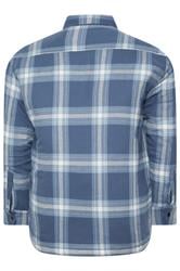 KAM Big & Tall Denim Blue Quilted Long Sleeve Check Overshirt | BadRhino 2