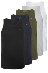 BadRhino Big & Tall 5 Pack Grey/Green/White/Navy/Black Extra Long Plain Vest Top