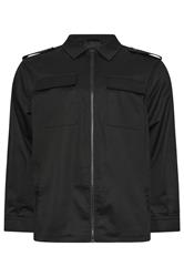 BadRhino Big & Tall Black Military Zip Through Overshirt