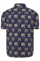 D555 Big & Tall Navy Blue Geometric Print Jacquard Shirt | BadRhino 4