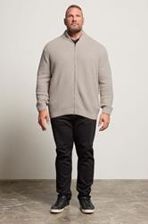 BadRhino Big & Tall Natural Brown Wool Zip Through Cardigan | BadRhino 2