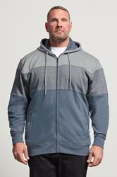 KAM Big & Tall Indigo Blue Marl Stripe Zip Through Hoodie | BadRhino 1