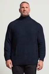 JACK & JONES Big & Tall Navy Blue Roll Neck Jumper | BadRhino 1
