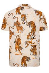 JACK & JONES Big & Tall Cream Tiger Print Resort Shirt | Badrhino 2