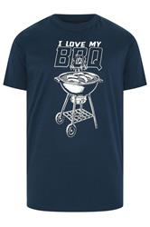 BadRhino Big & Tall Navy Blue Extra Long 'My BBQ' Graphic T-Shirt | BadRhino 5