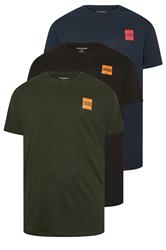 JACK & JONES Big & Tall 3 Pack Green, Navy Blue & Black Logo T-Shirts | BadRhino 1