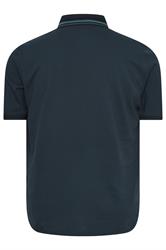 LYLE & SCOTT Big & Tall Navy Blue Striped Tipped Polo Shirt | BadRhino 2