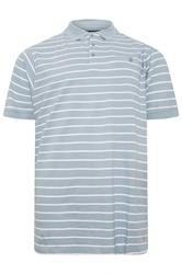 KAM Big & Tall Dusty Blue Stripe Print Polo Shirt